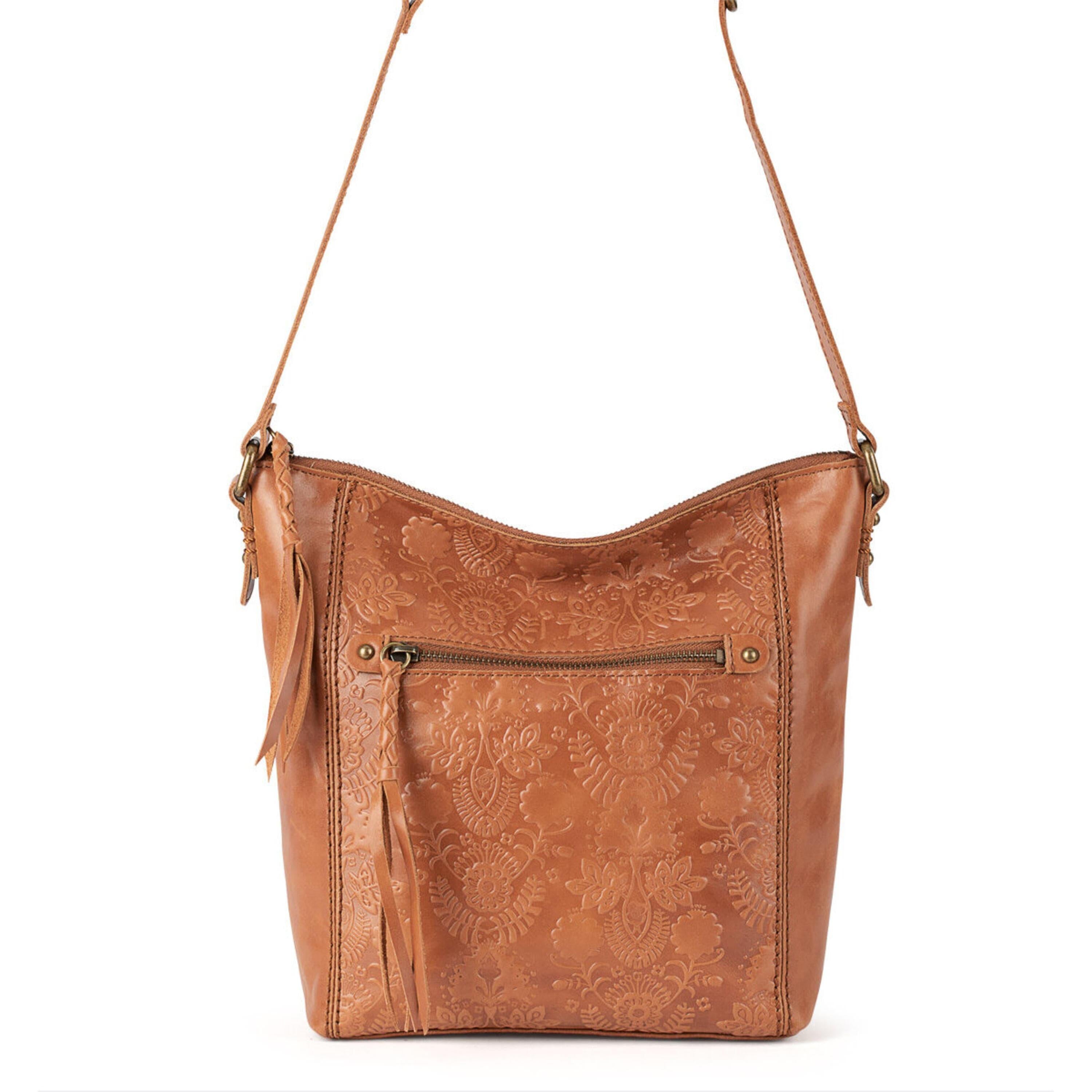 The Sak Ashland Crossbody - Leather - Tobacco Floral Embossed