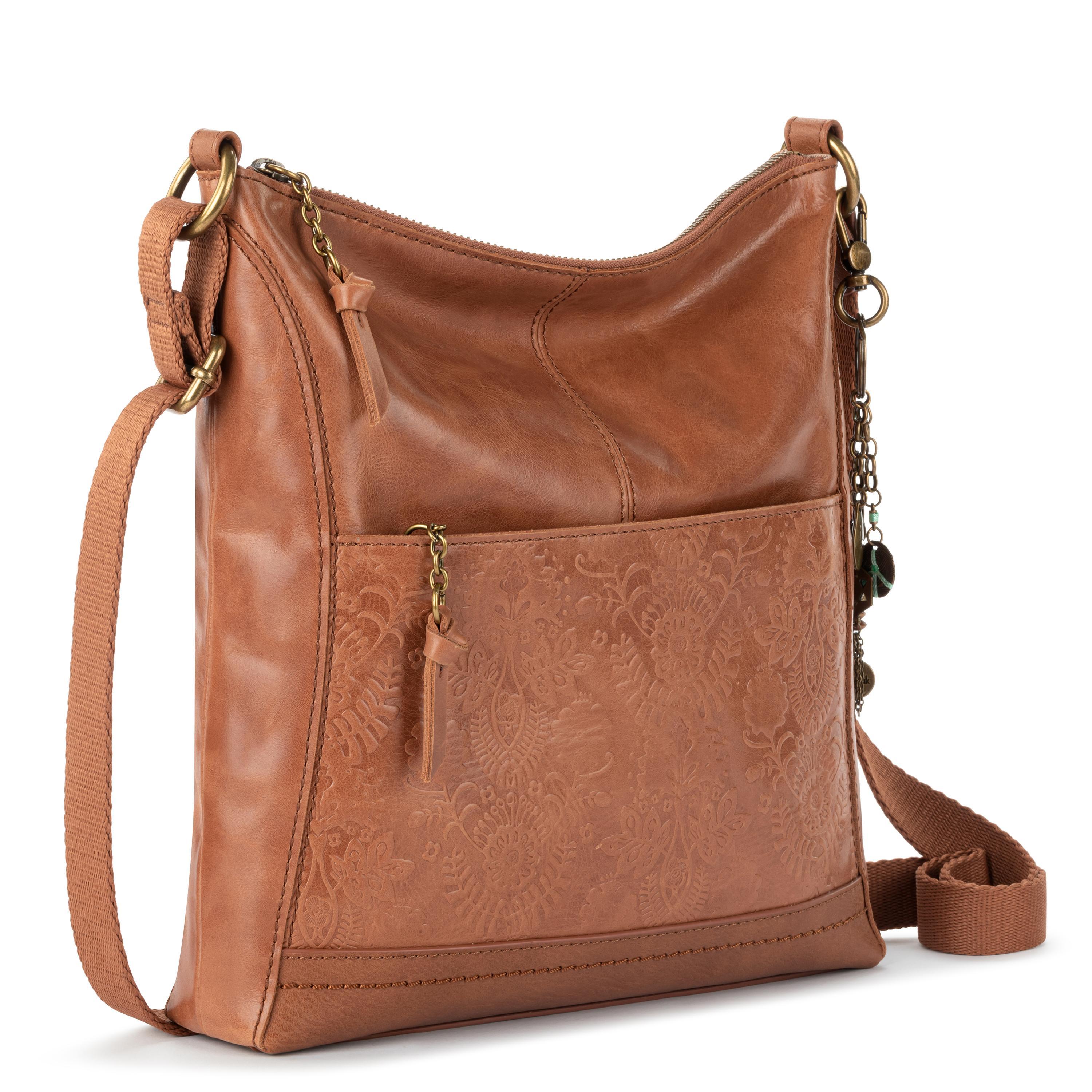 The Sak Lucia Crossbody - Leather - Tobacco Floral Embossed