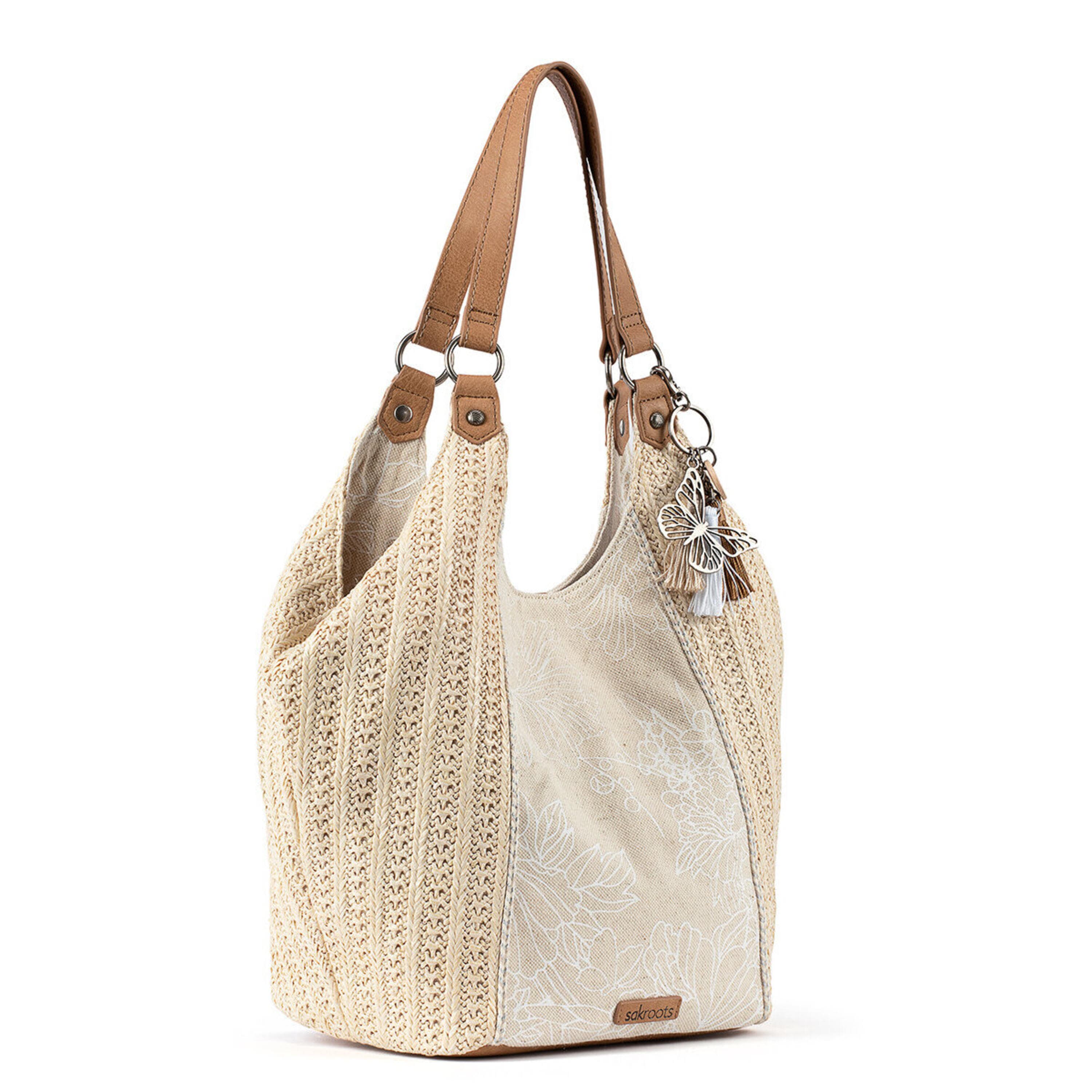 Sakroots Roma Shopper - Straw - White Flower Blossom