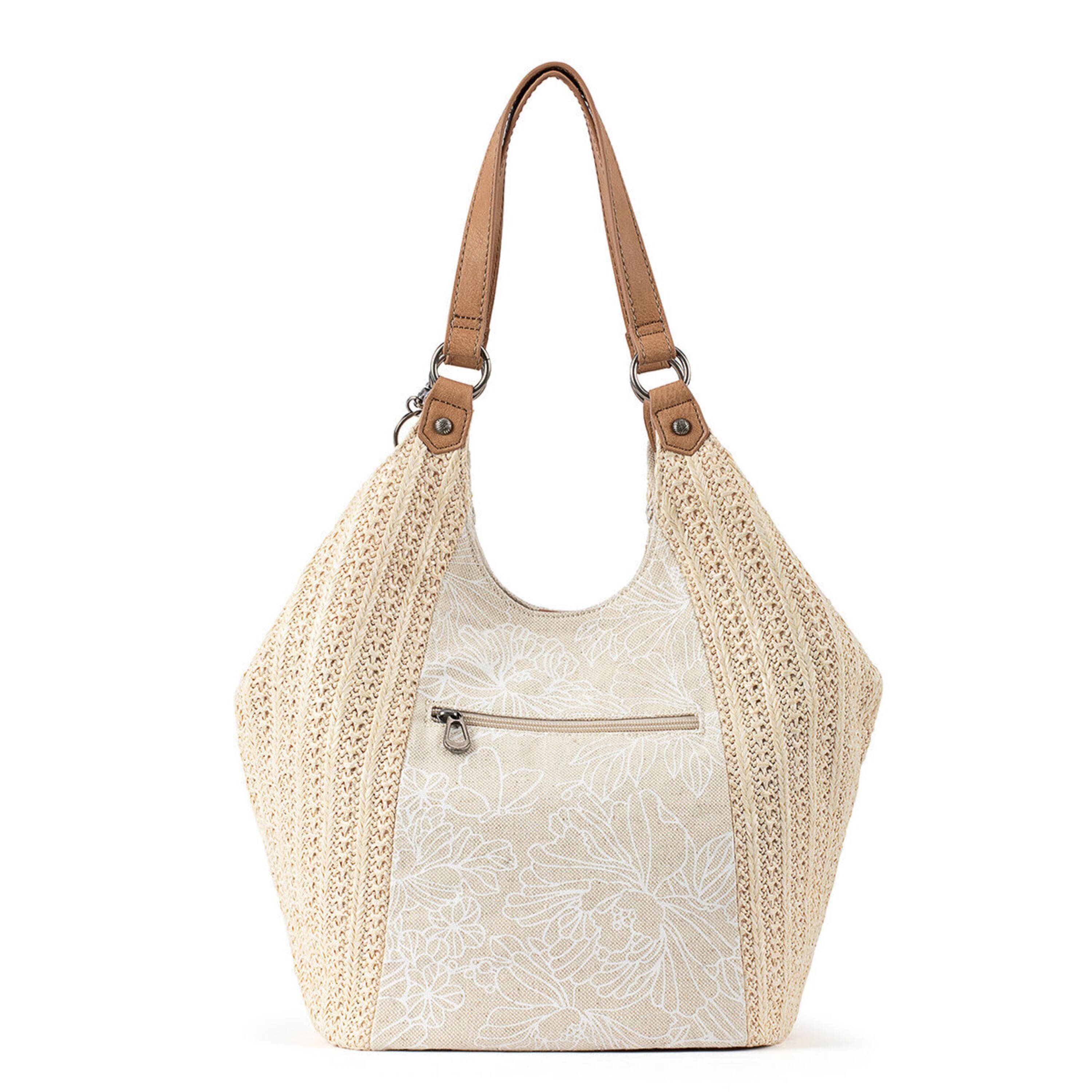 Sakroots Roma Shopper - Straw - White Flower Blossom