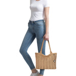 The Sak Crafted Classic Carryall - Hand Crochet - Bamboo With Gold