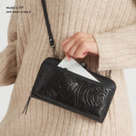 The Sak Iris Smartphone Wallet - Leather - Black Leaf Embossed