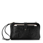 The Sak Iris Smartphone Wallet - Leather - Black Leaf Embossed
