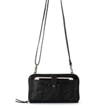 The Sak Iris Smartphone Wallet - Leather - Black Leaf Embossed