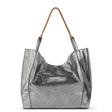 The Sak Los Feliz Large Tote - Leather - Dark Silver