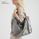 The Sak Los Feliz Large Tote - Leather - Dark Silver