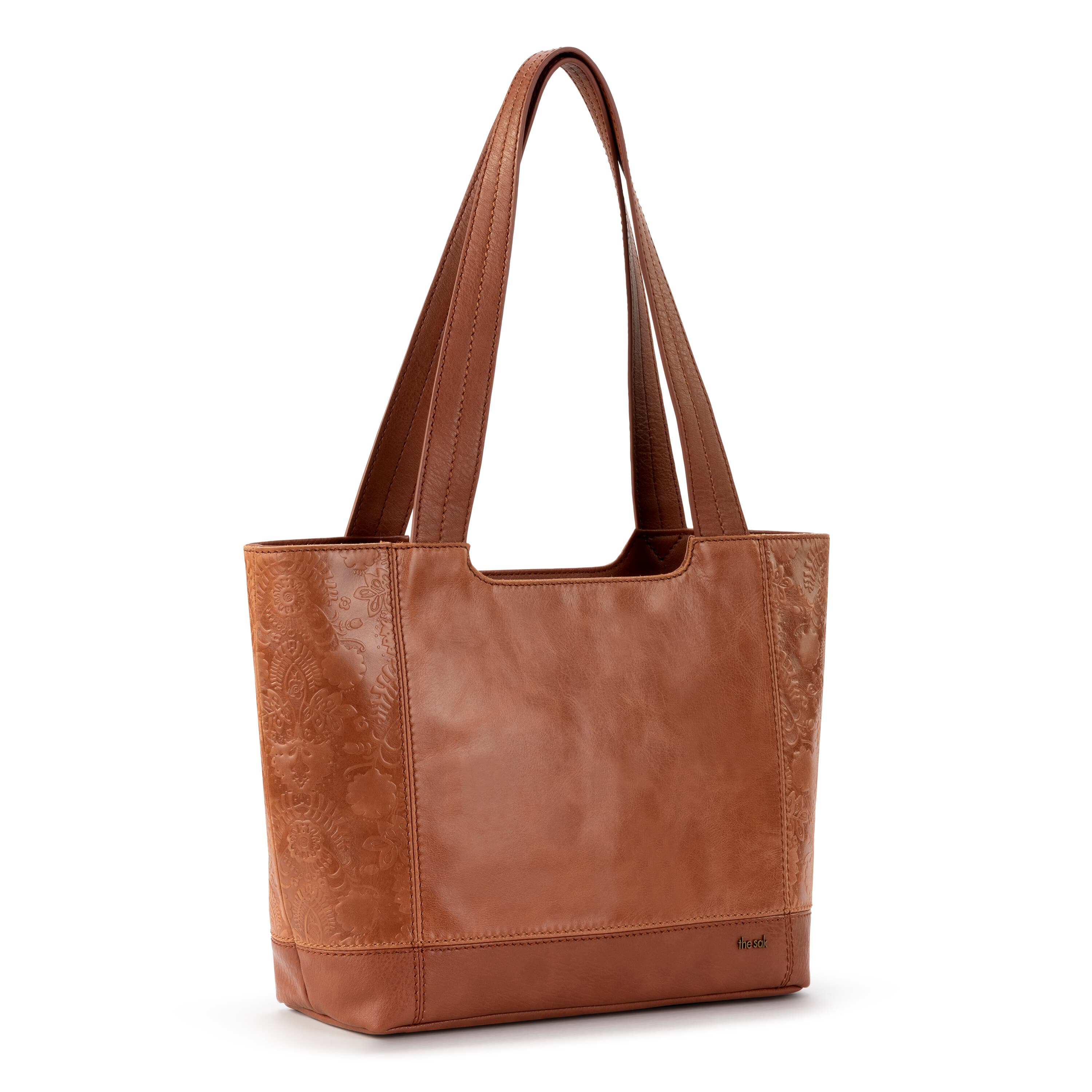 The Sak De Young Tote - Leather - Tobacco Floral Embossed