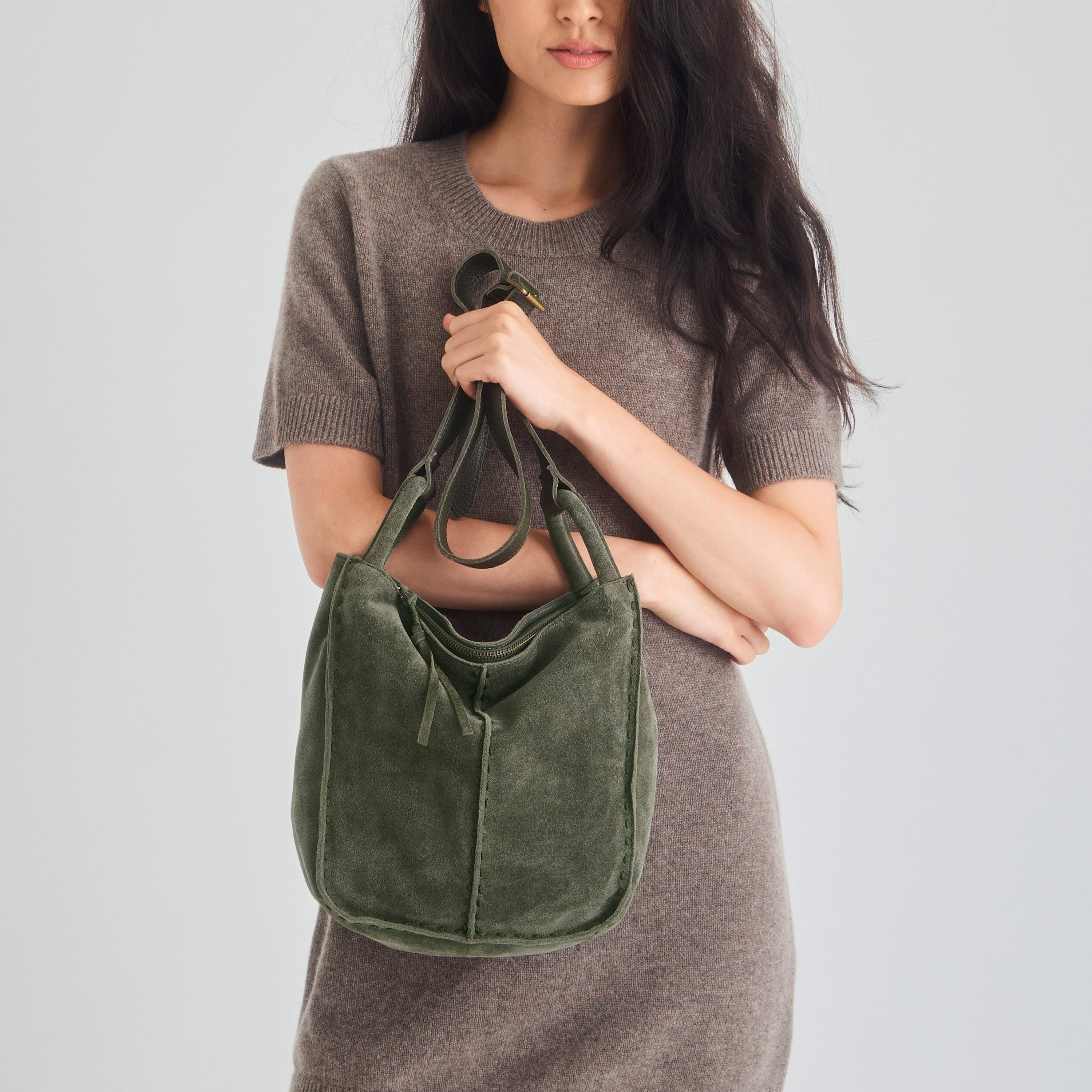 The Sak Los Feliz Crossbody - Leather - Moss Suede