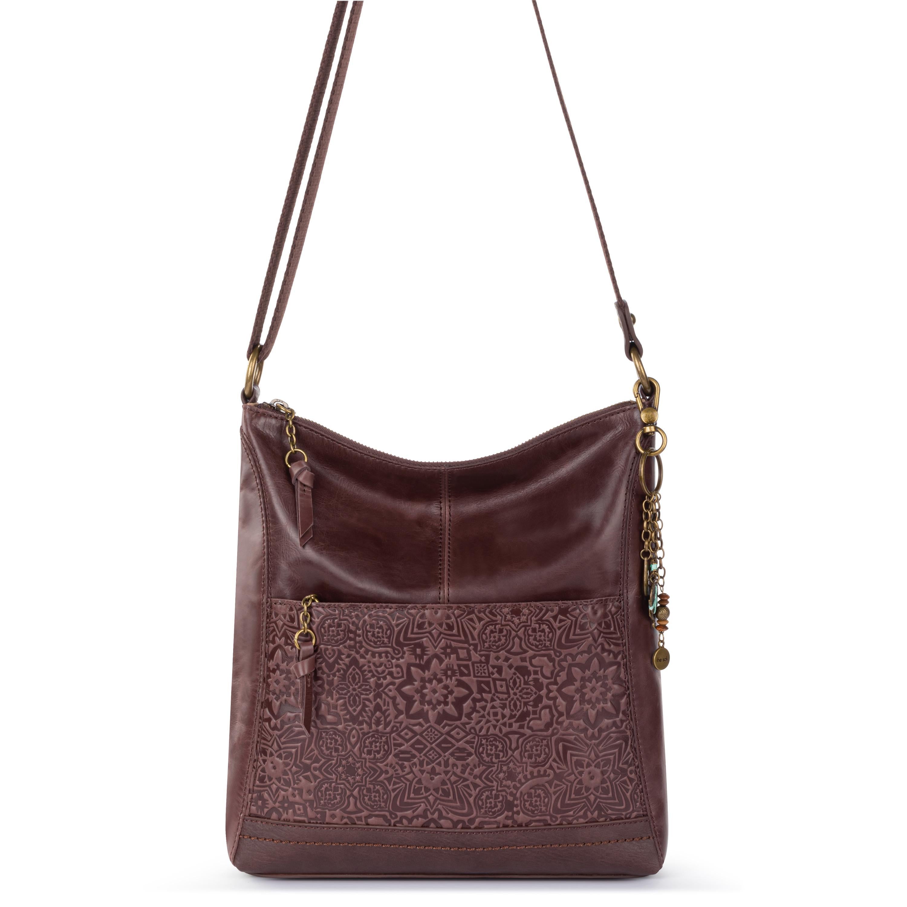 The Sak Lucia Crossbody - Leather - Mahogany Tile Embossed