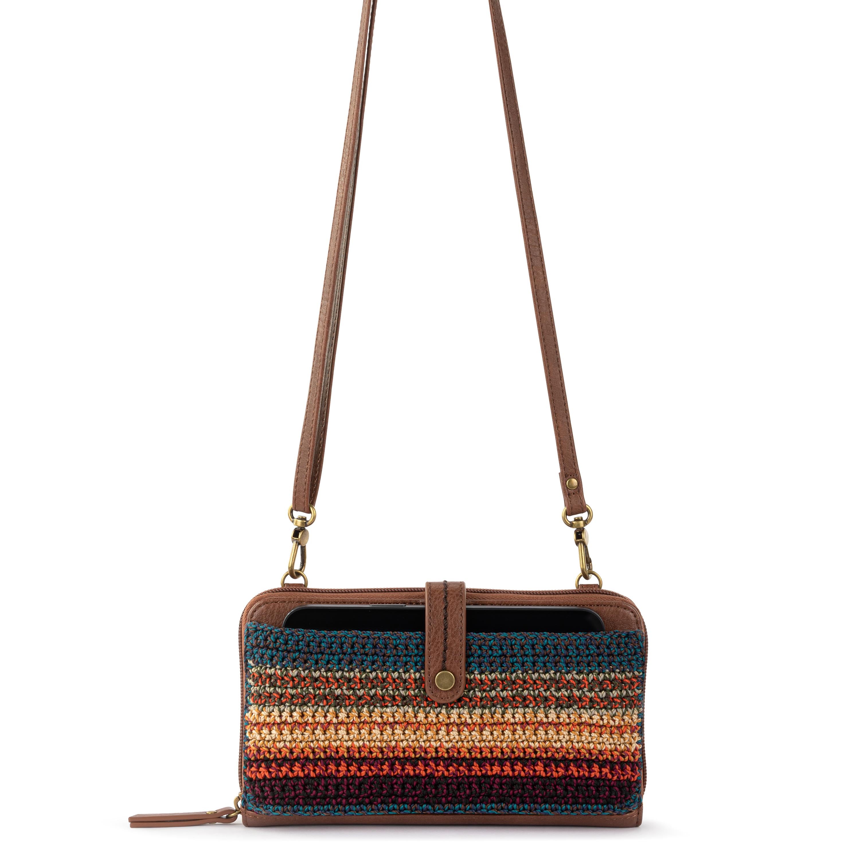 The Sak Iris Smartphone Wallet - Hand Crochet - Woodland Stripe