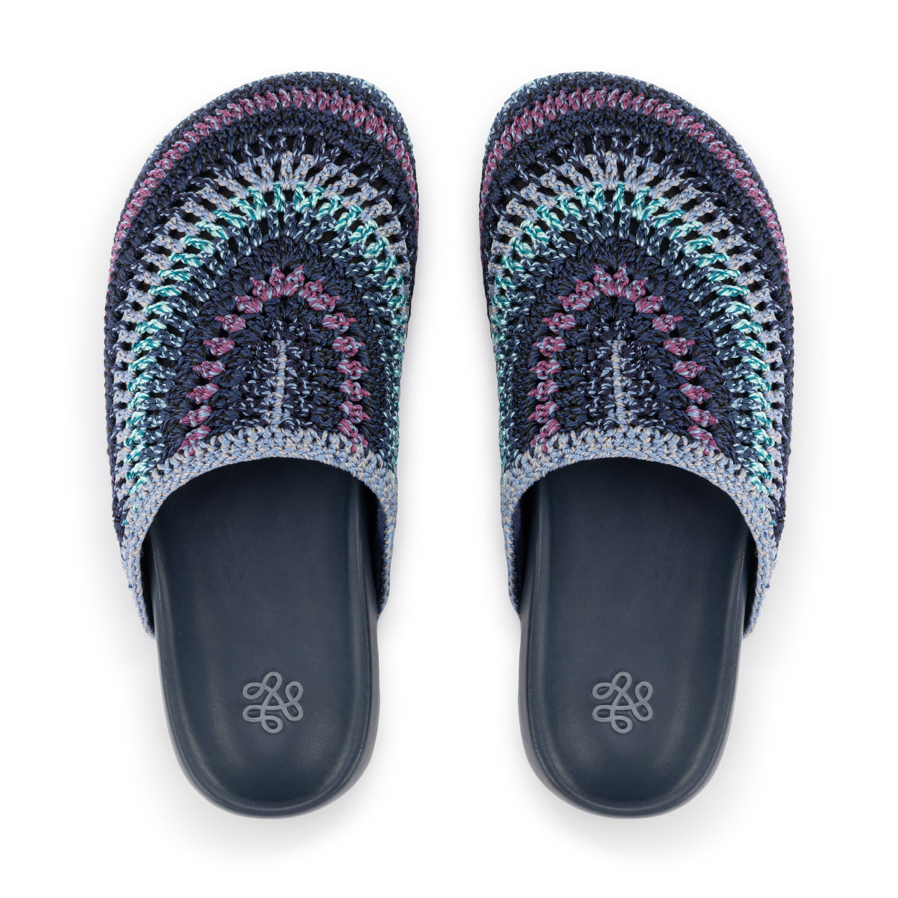 The Sak Bolinas Clog - Hand Crochet - Lapis Stripe
