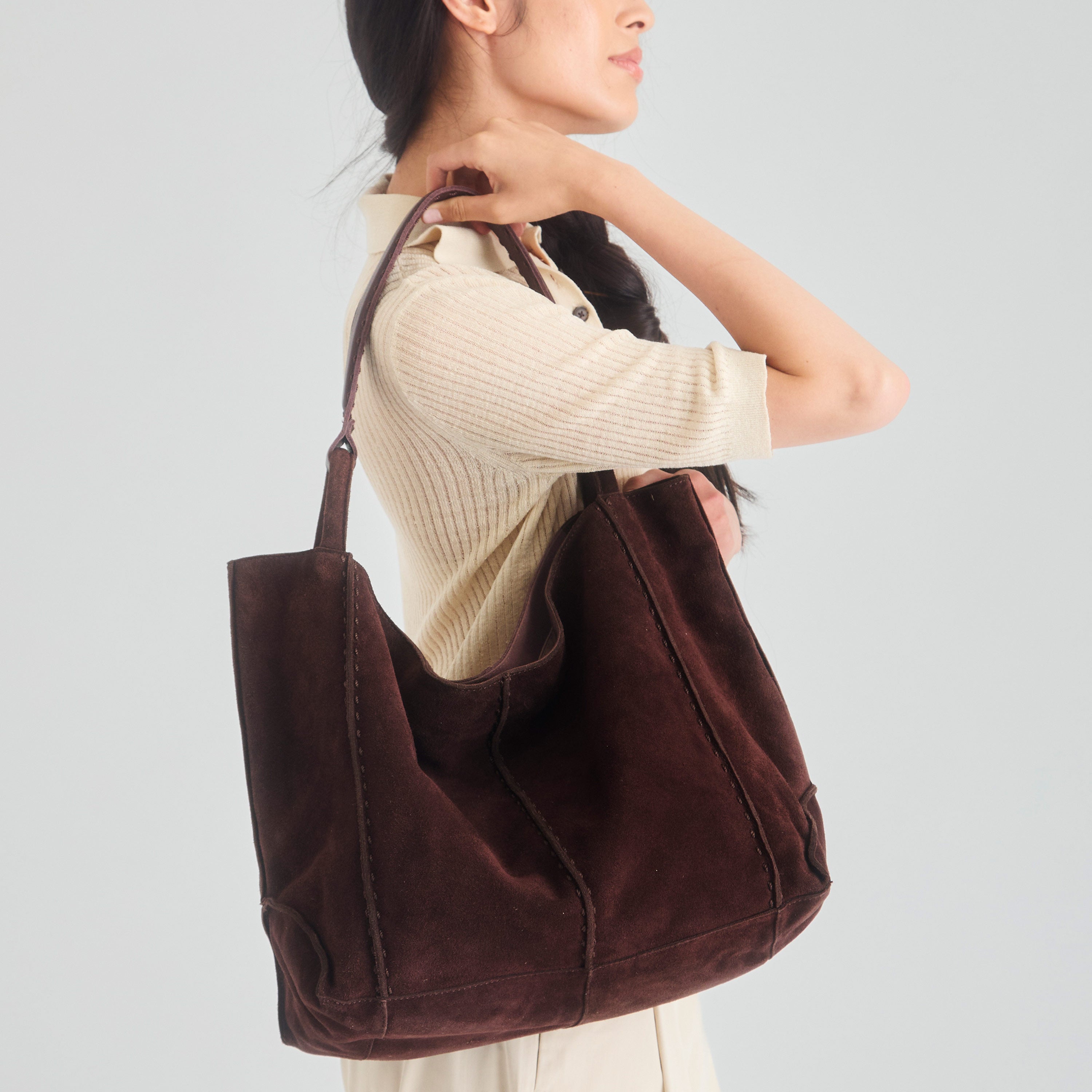 The Sak Los Feliz Large Tote - Leather - Mahogany Suede