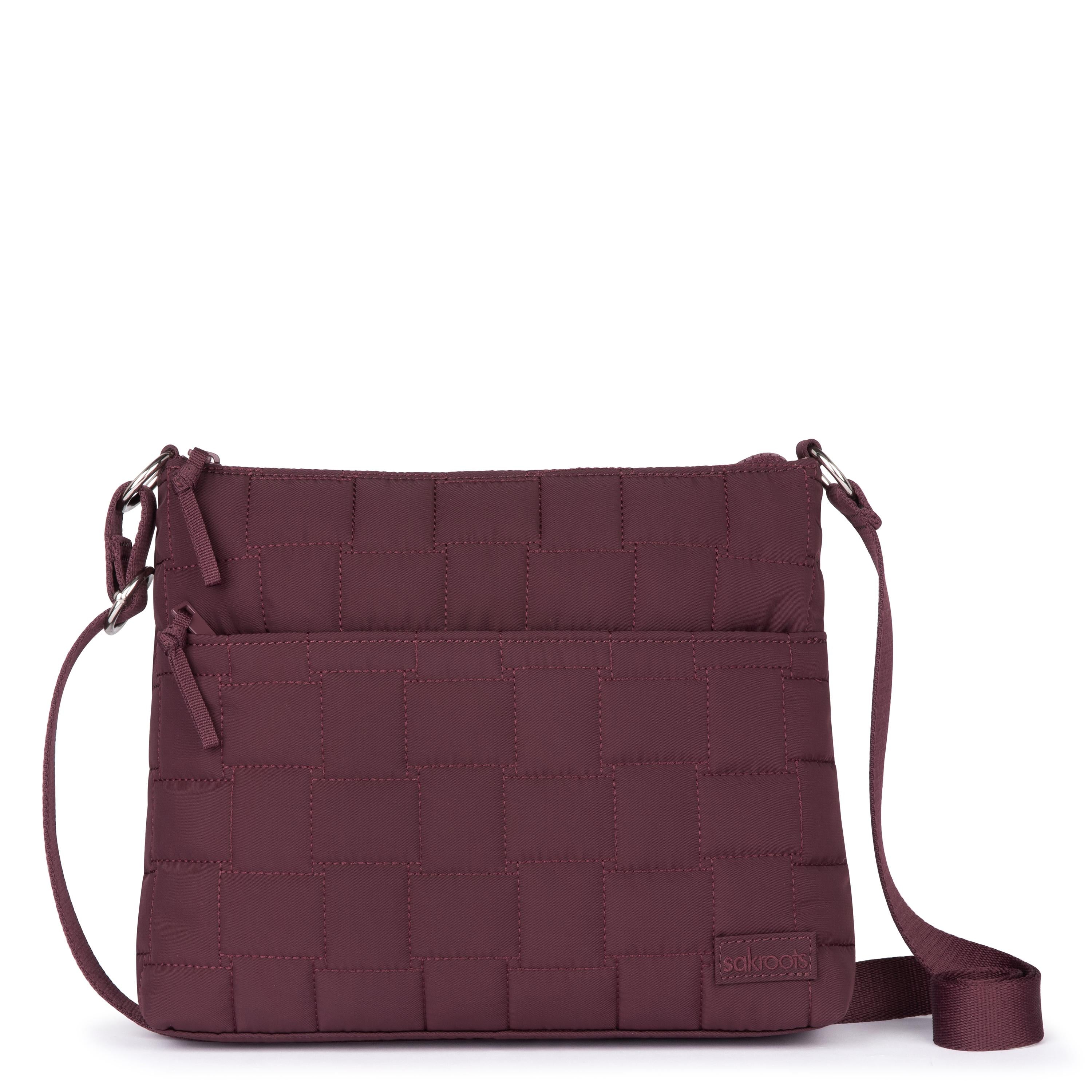Sakroots Basic Crossbody - EcoTwill - Black Cherry Woven Quilted