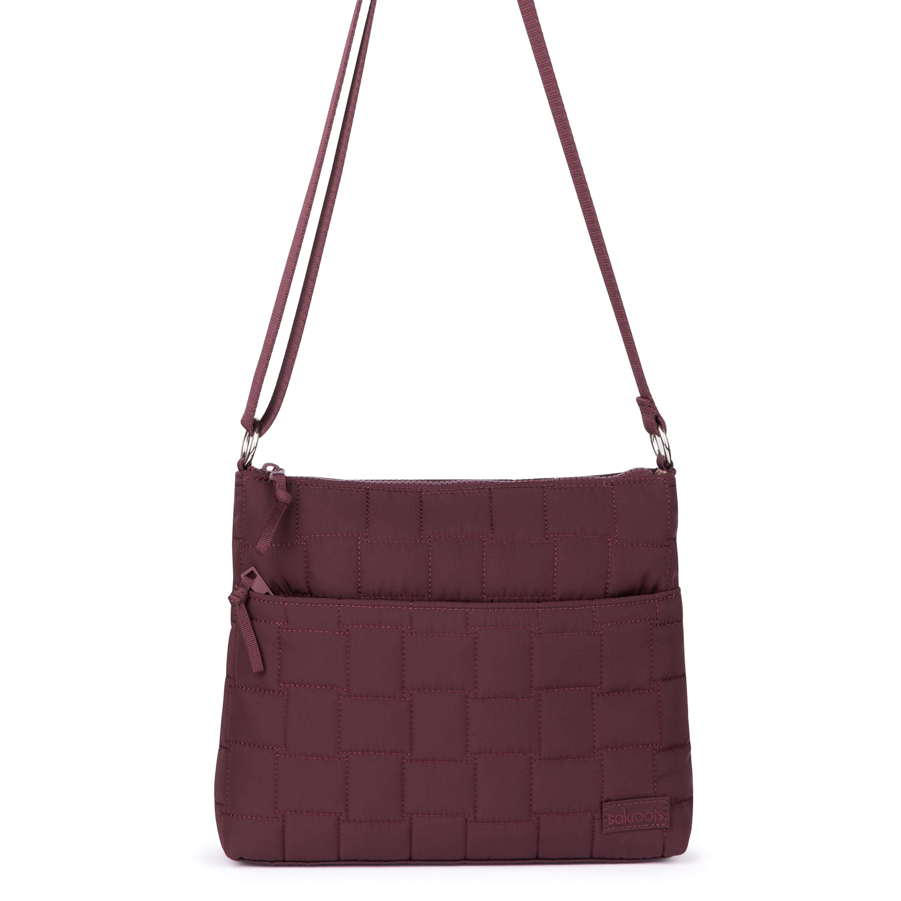 Sakroots Basic Crossbody - EcoTwill - Black Cherry Woven Quilted