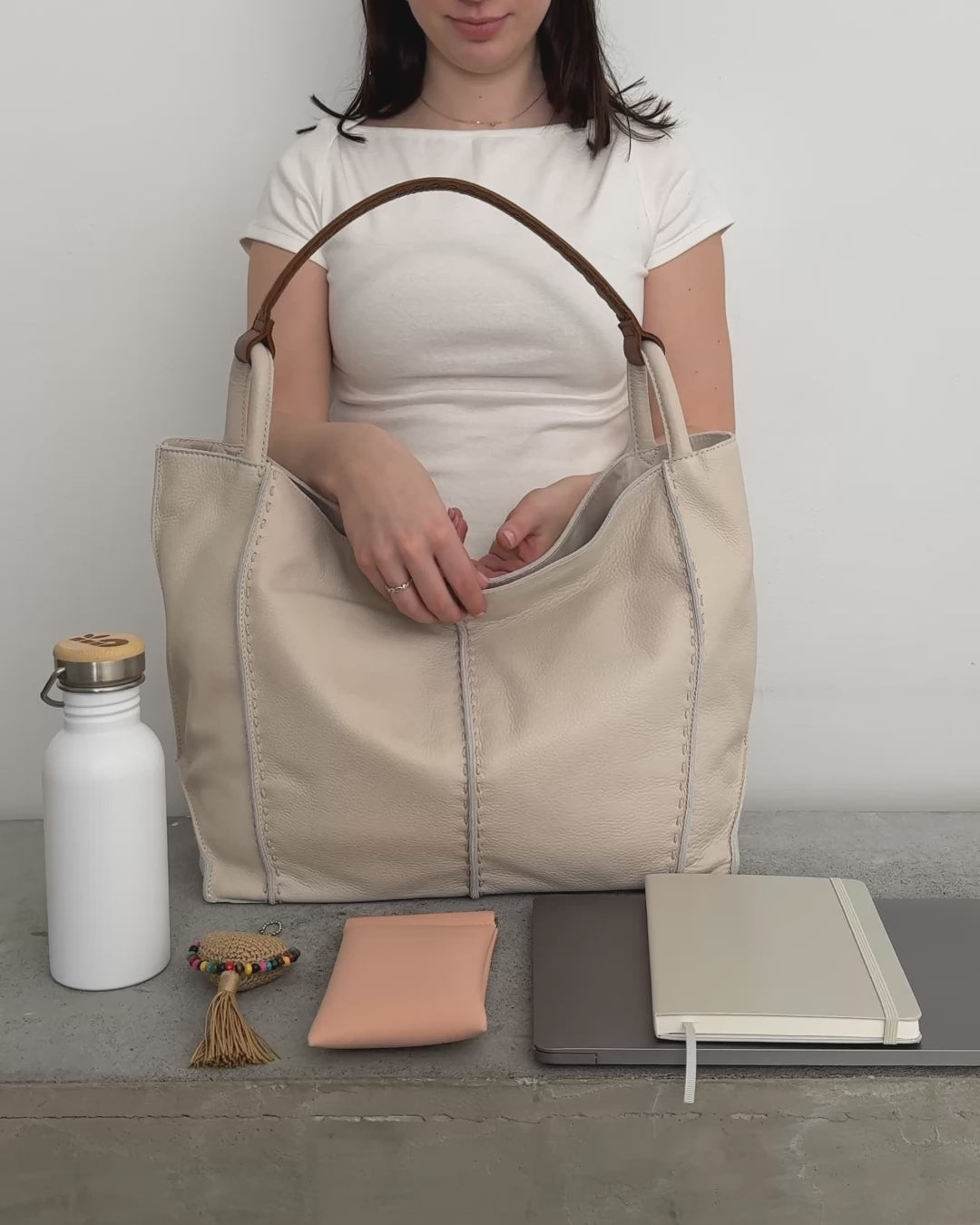 The Sak Los Feliz Large Tote - Leather - Stone