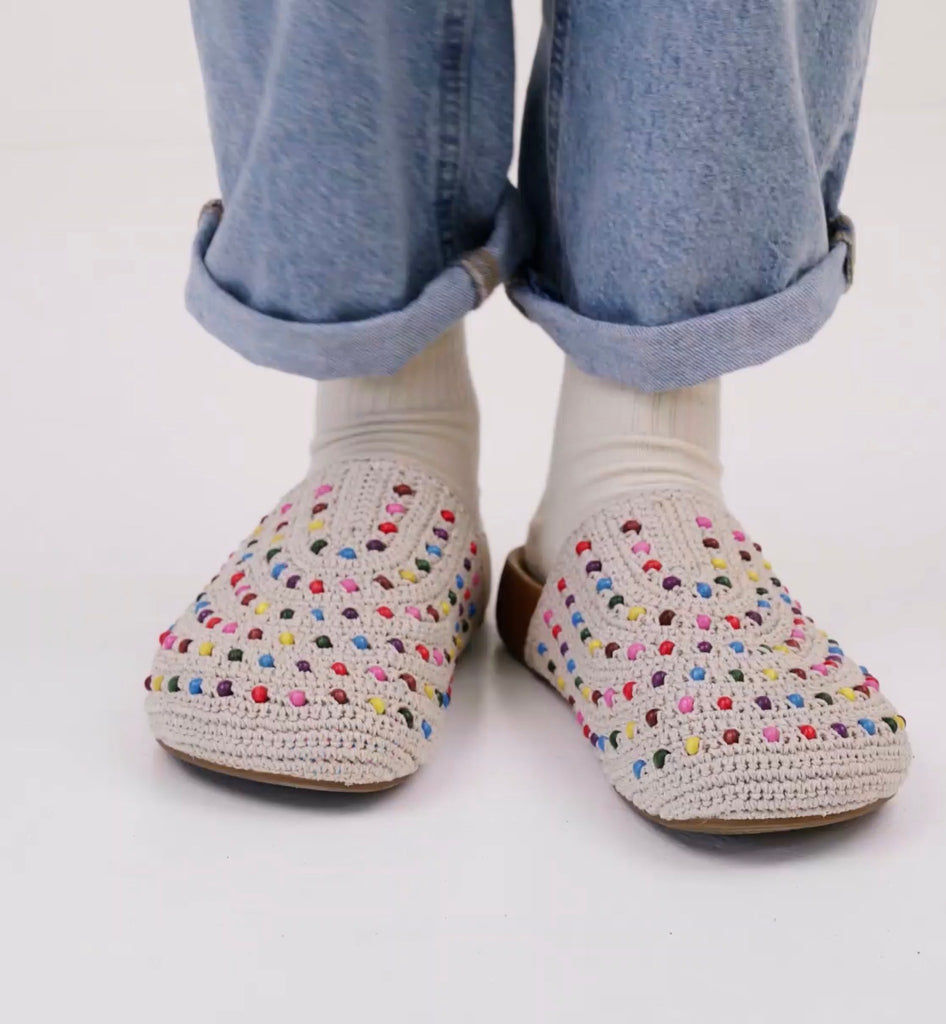 The Sak Bolinas Clog - Hand Crochet - Ecru Multi Beads